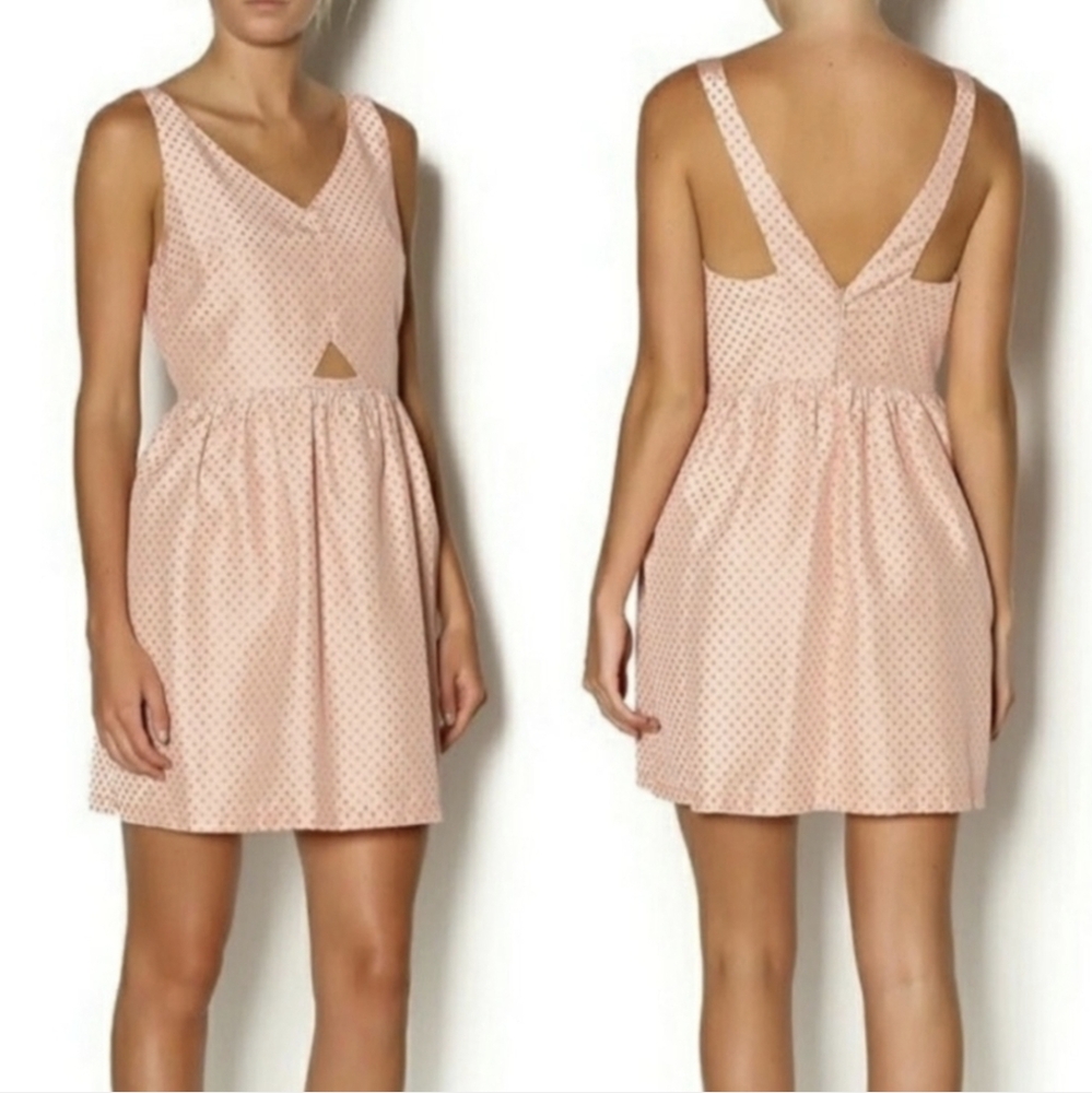 Freeway Womens Dress Orange Mini Polka Dot Cut Out Special Occasion Medium‎